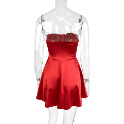 Sexy Mini Dress for Women European and American Style Fishbone Tank Top Cross-Border New Arrival Summer Fashion Female Clothing