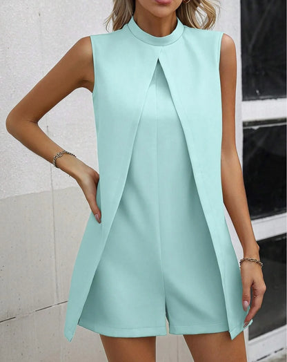 Summer Jumpsuit Women Fashion Solid O Neck Sleeveless Chic Playsuit Elegant Clothes Female Casual Jumpsuits Badiee Stylez