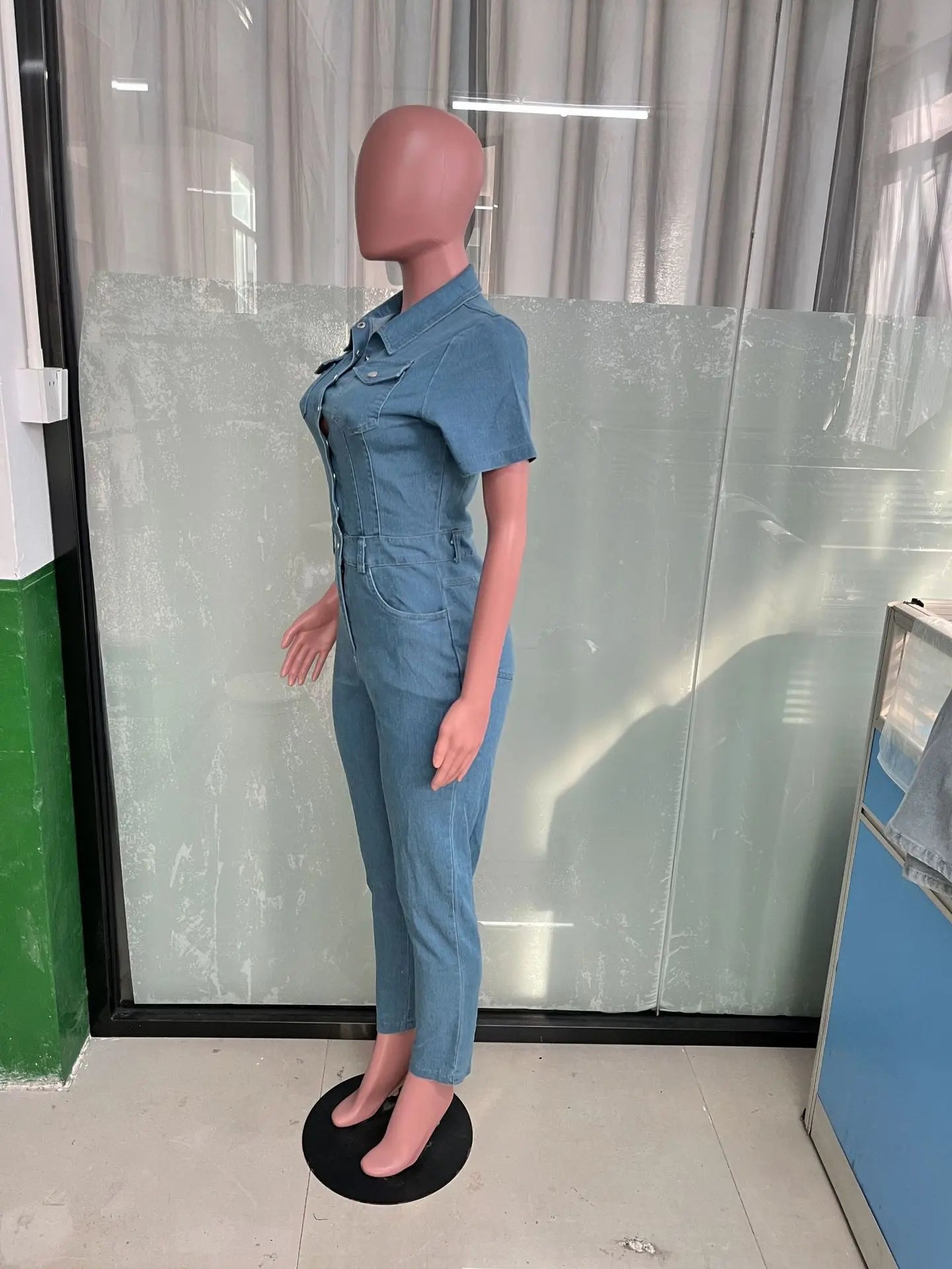 Women Jeans Washed Denim Pencil Pants Ankle Length Jean Single Breasted Overalls Pockets Solid Basics 2024 Skinny Spliced