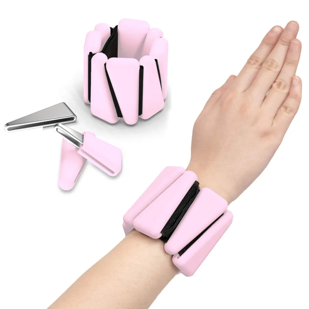 Adjustable Wrist Weight Bracelet Sweat-proof Silicone Weighted Wrist Strap Universal Skin Friendly Light Pink