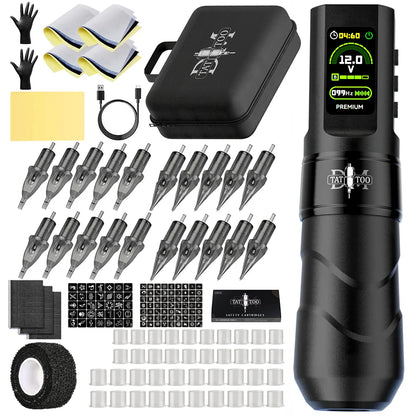 DM Wireless Tattoo Machine Kit Tattoo Pen Kit 4.0MM Stroke 1500mAh High-Capacity Battery For Permanent Makeup Tattoo Gun Kit CPK094 NO INK