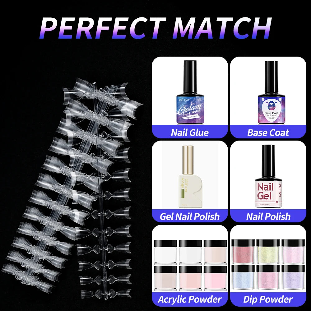 240pcs XS Fake Nails Short Square/Almond False Nail Tips Half Matte Acrylic Square Fingernails DIY For Manicure Extension Tools