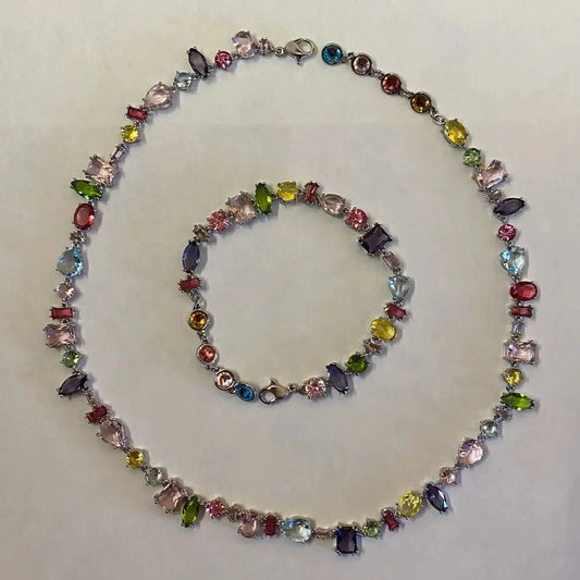 Original Colored Candy Crystal 2025 High Jewelry Set Luxury Brand Necklace Earrings Bracelet Ring for Women Wedding Gifts Badiee Stylez