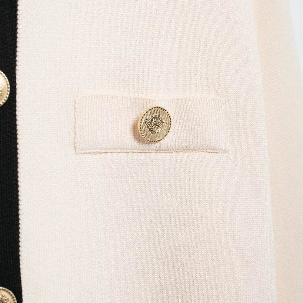 TRZA-Women's Knitted Cardigan Sweater with Golden Buttons, O-Neck, Long Sleeve, Female Outerwear, Chic Tops, Fashion