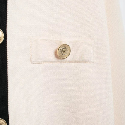 TRZA-Women's Knitted Cardigan Sweater with Golden Buttons, O-Neck, Long Sleeve, Female Outerwear, Chic Tops, Fashion