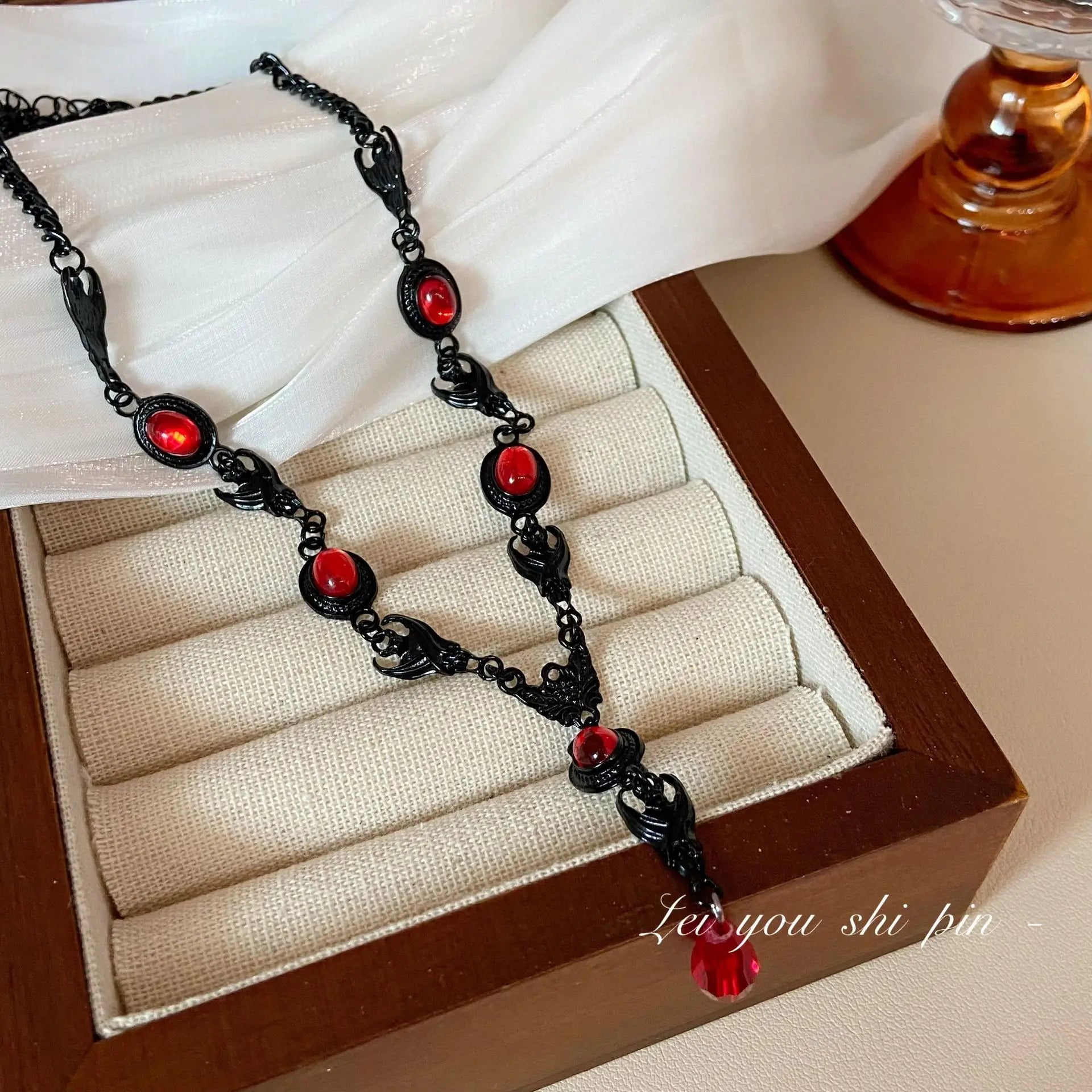 Vampire Bat Necklace, Gothic jewelry, Blood Drops, Retro, Pagan, Witchcraft accessories, Black Bat, Choker For Women Girls