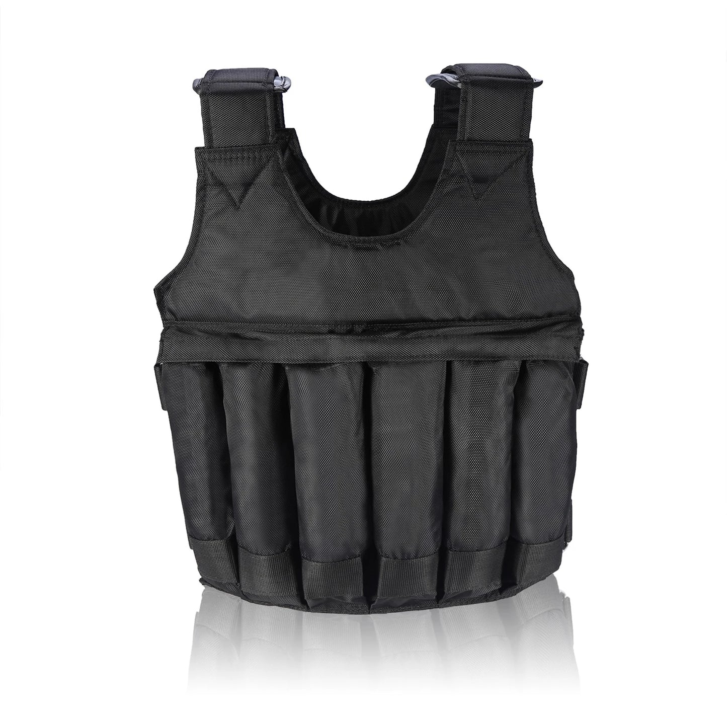 Fitness Weighted Vest with 12 Pouches for Sand or Steel Plates, Made of Durable Oxford Fabric, for Weight Loss and Exercise
