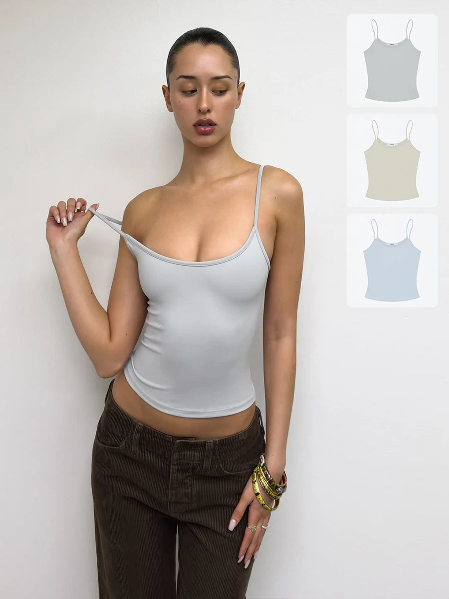 Tank Baby Blue Women's Summer Camisole Soy Color Fog Gray New Color Custom Dyed Tight Bottoming Shirt Slim Fit Top