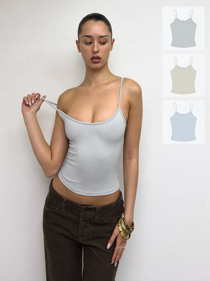 Tank Baby Blue Women's Summer Camisole Soy Color Fog Gray New Color Custom Dyed Tight Bottoming Shirt Slim Fit Top