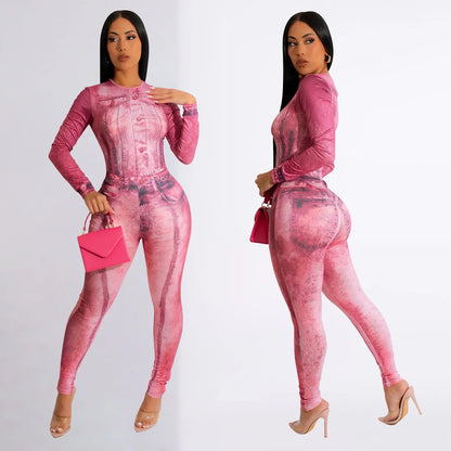 Fashionable Printed Long Jumpsuit Women's Clothing  Amazon Best Seller New Style Tight Fitting European And American Wear Badiee Stylez