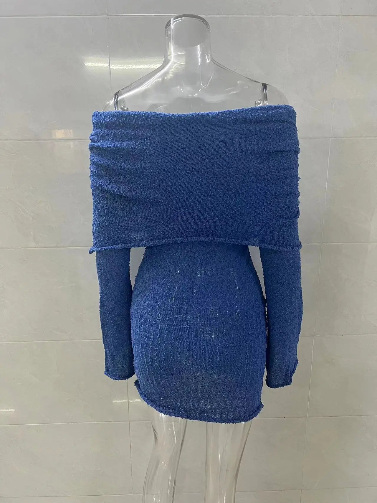 Leosoxs Slash Neck Knitted Dress Women Thin Autumn Long Sleeve Elegant Vacation Beach Party Midnight Clubwear Mini Bodycon