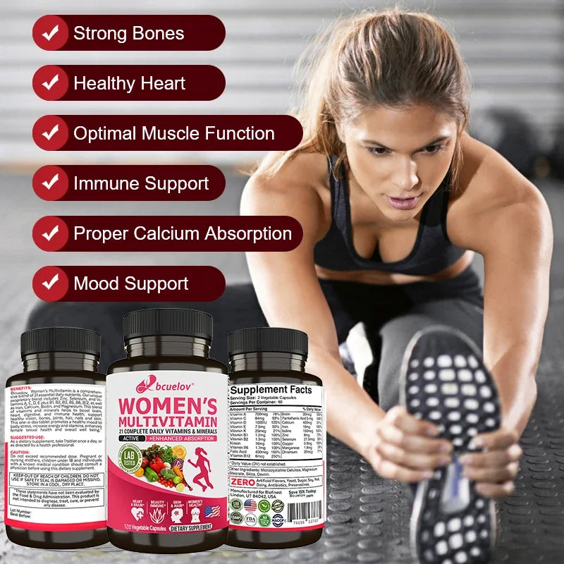 Multivitamin, supplement vitamins A, C, D, E, support bone immunity, brain, heart, digestive system and immune system health