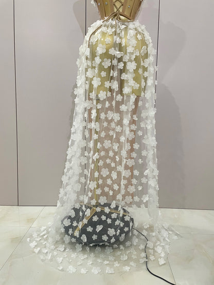 Sexy Mesh See Through Flowers Backless Long Dress 2025 Women Elegant Party Wedding Celebrate Evening Gown Prom Hotwife Outfit