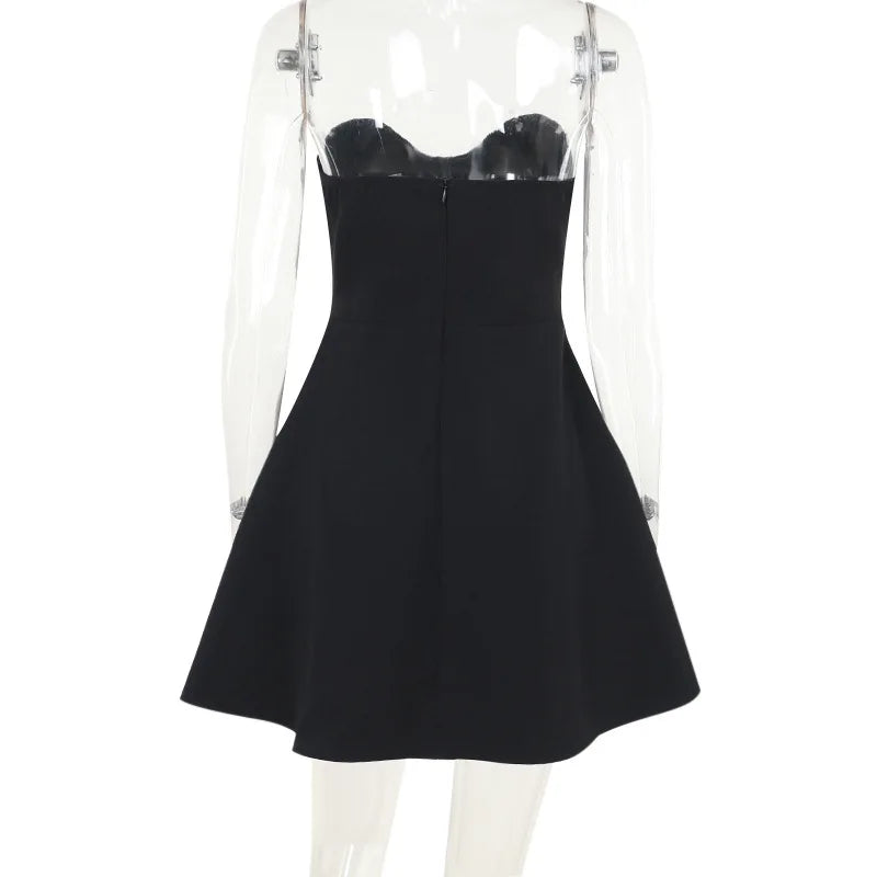 Sexy Strapless Bow Short White Dress Womens Off Shoulder A-line Luxury Black Mini Dresses Elegant Backless Gowns Birthday 2025