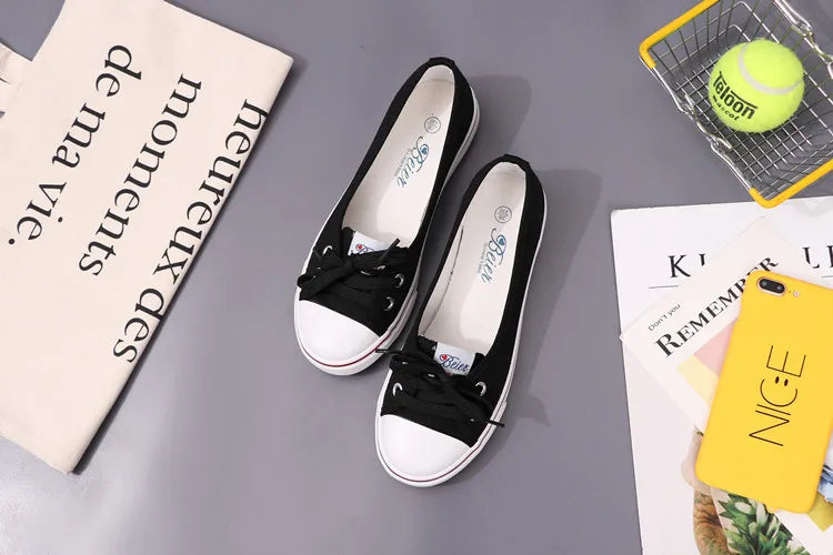 Canvas Small White Shallow Cut Summer Flat Sport Casual Ladies Soft Sneakers Platform Zapatillas De Mujer Tenis Women Luxury