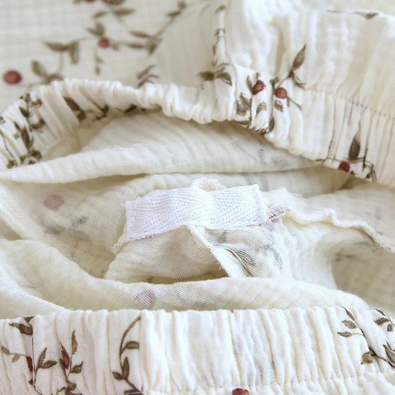 2025 Japanese Spring and Autumn New Women's Pajama Set 100% Cotton Crepe Long sleeved Pants Cardigan Cute Plus Size Home Fury