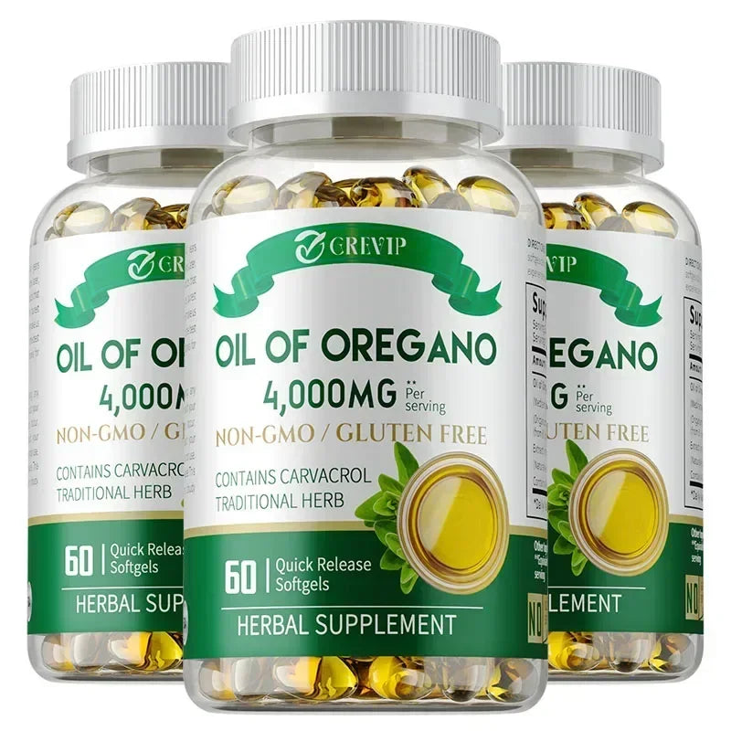 Organic Oregano Oil Capsules - with Black Seed Oil,Promotes Intestinal Digestion, Detoxification, Anti-oxidation 60 Capsule-3bottles