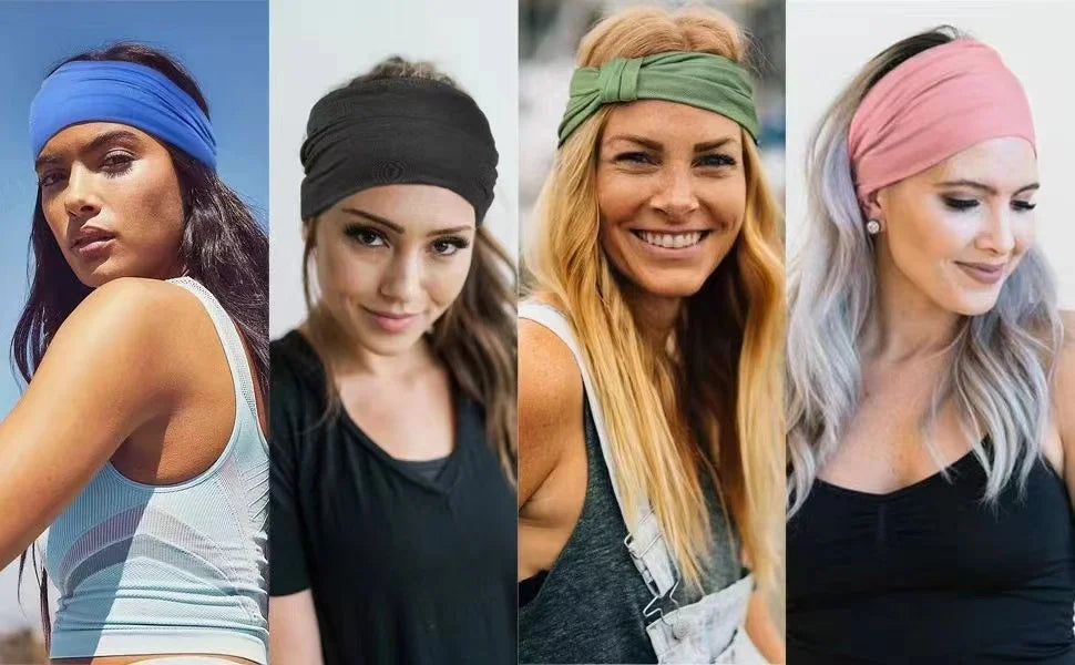 Wide -Side Elastic Band Woman Yoga Hairbands Solid Color sports Hair Band tie Bandanas Fashion Headband Headwear Turbans