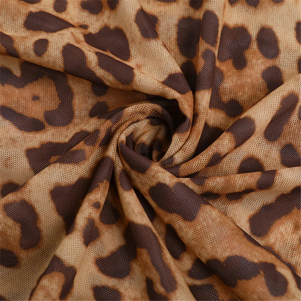 RLMABABY Leopard Hollow Out Backless Sexy Bodycon Dress Women Backless Thigh High Split Holiday Beach Party Long Maxi Dress