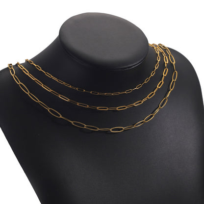 5pcs 45+5cm plated Gold Stainless Steel Link Chains Oval Bulk Necklaces Jewelry Adjustable Chains Wholesale Chokers DIY Crafts Badiee Stylez