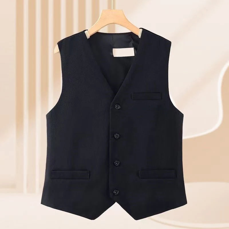 New In Office Lady's Plus Size Waistcoat Matching Casual Chic Elegant Lady's Vest V-Neck Sleeveless Tank Top Loose Coat Jacket