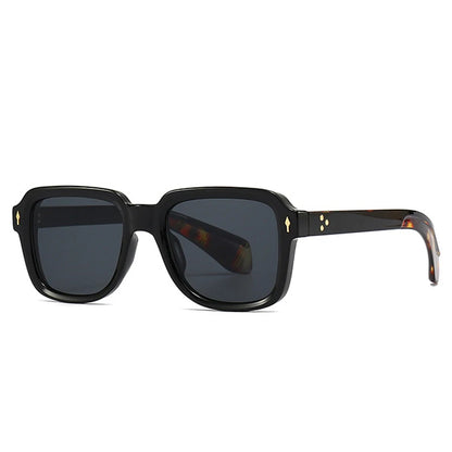 SHAUNA Fashion Sunglasses Women Square Gradient Shades UV400 Retro Rivets Men Sun Glasses Black leopard grey As the picture