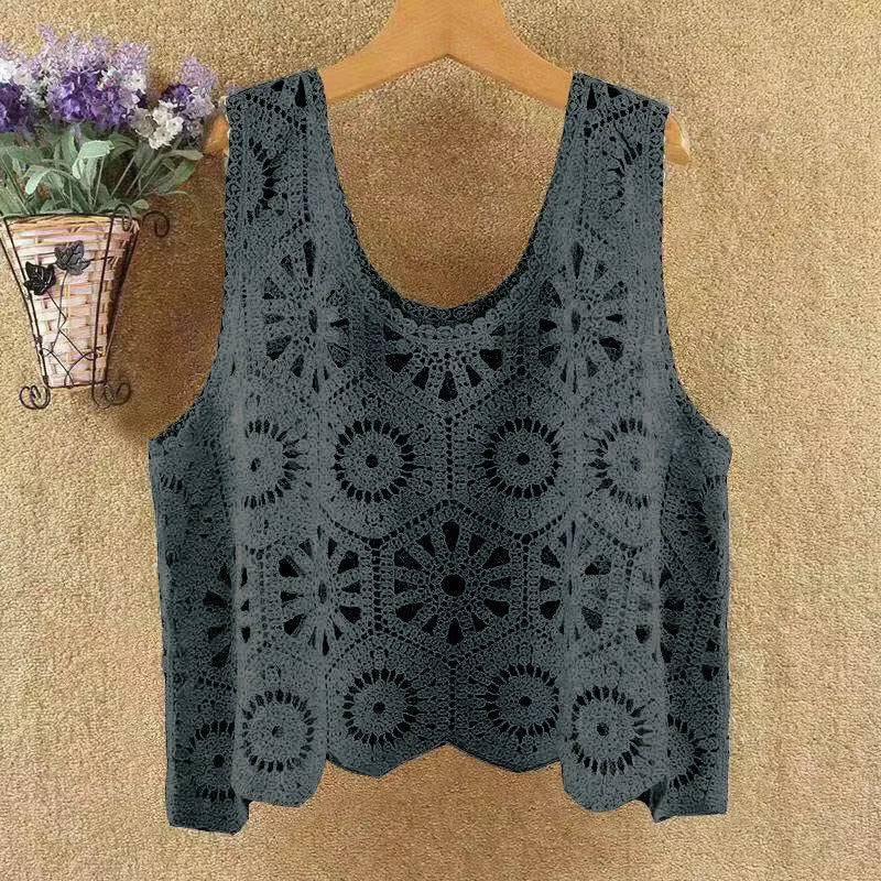 Thin T shirt Women Clothing Casual Vintage Streetwear Tops Coat Summer Spring Autumn Sleeveless Harajuku Clothes Women Vest B-grey One Size