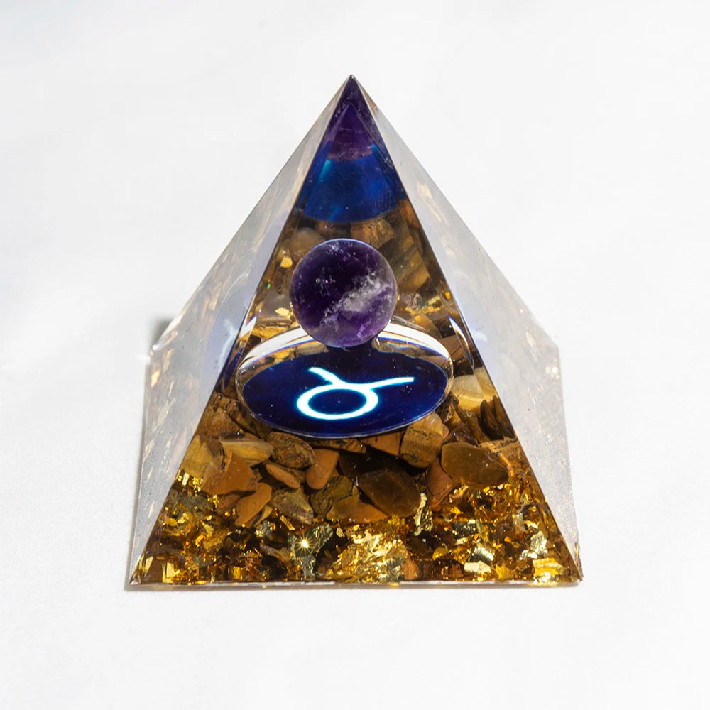 Natural Crystal Energy Generator Pyramid Peridot Amethyst Reiki Healing Chakra Resin Pyramid Egyptian Decor Room Decoration 1pc