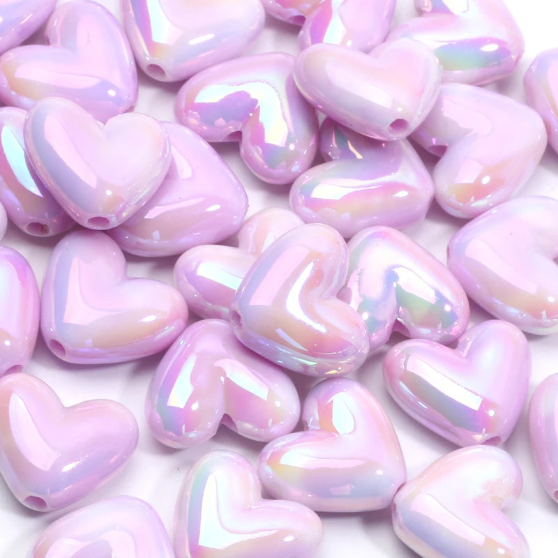 10pcs 15x17mm Macarons ABS Spacer Beads Gradients Heart Acrylic Beads For Diy Jewelry Making Bracelet Necklace Earrings Pendant C06596