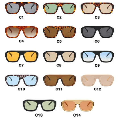 JNPCXI Fashion Square Women Sunglasses Shades UV400 Retro Leopard Tea Candy Color Gradient Men Punk Sun Glasses