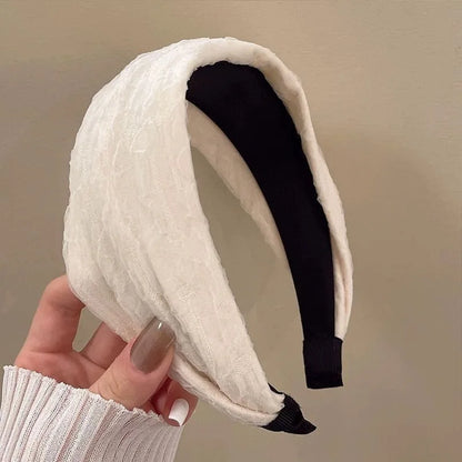 2025 Korea Elegant Chiffon Wide Hairbands Headband Women Girls Gift Scrunchie Hair Head Hoop Band Accessories Headdress Headwear beige white Wide 7 cm CHINA