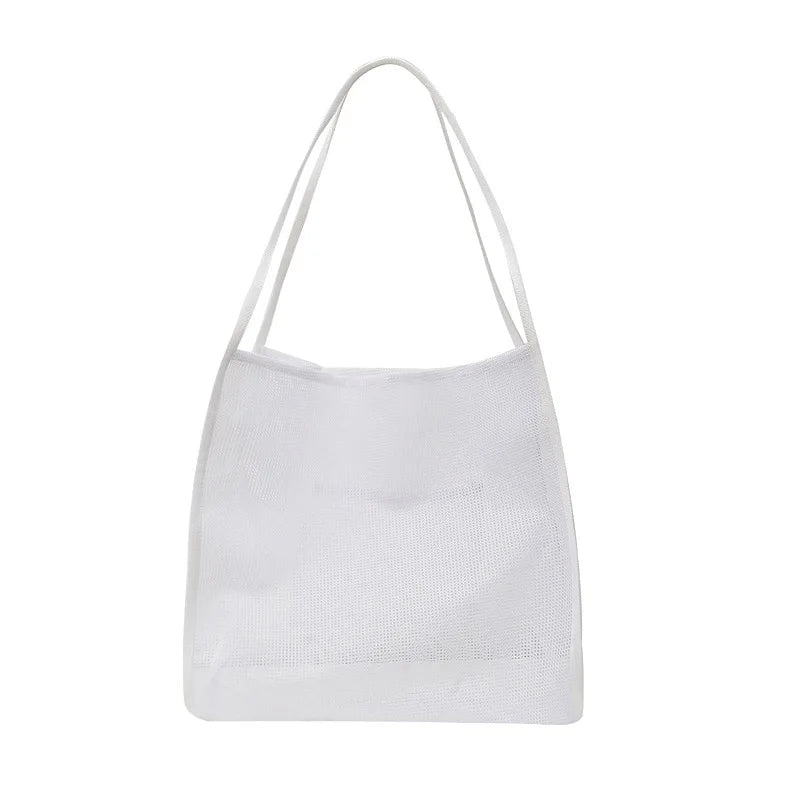 Summer Fashion Mesh Handbag Totes Hollow Out Shoulder Bags For Women Female Casual Fashion Large Capacity Shopping Pack