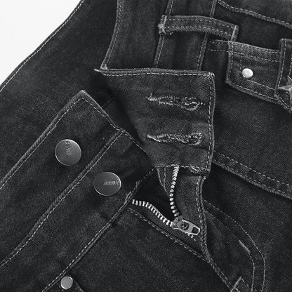 Weekeep Punk Style Star-shaped Rivet Jeans Low Rise Multi-pockets Patchwork Denim Cargo Pants Korean Fashion Hippie Flared Jeans
