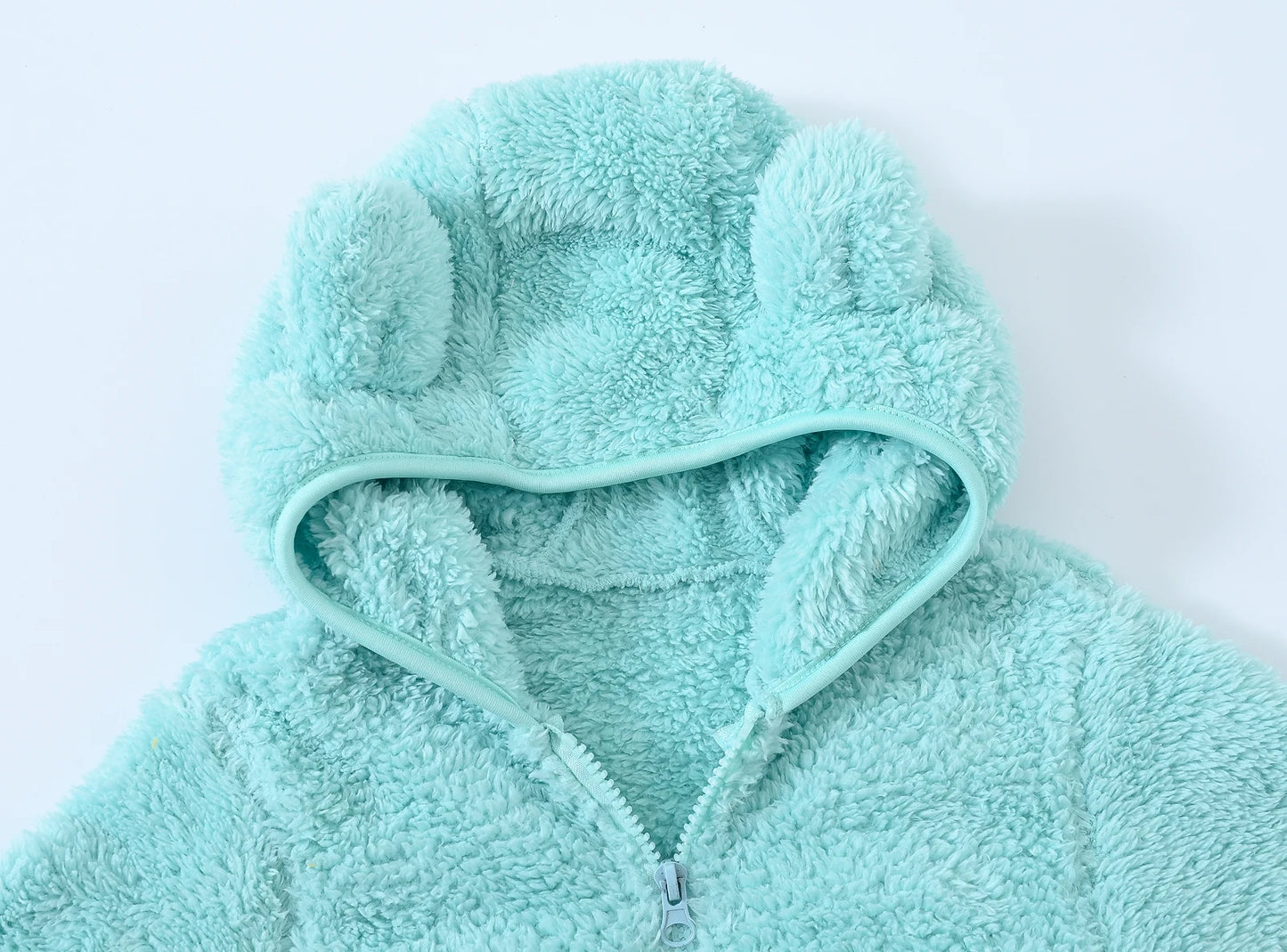 Girls woolen hooded coat solid color zipper coat children's winter clothes