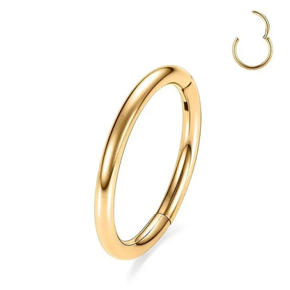 Surgical Steel Nose Rings Hinged Segment Ear Cartilage Tragus Earrings Helix Hoops CZ Septum Clicker Piercing Body Jewelry C-Gold