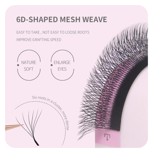ANNAFRIS W Shape 6D Volume Eyelash Extension False Mink Soft Natural Premade Fans Lash 6D W Shaped Easy Faning Eyelashes