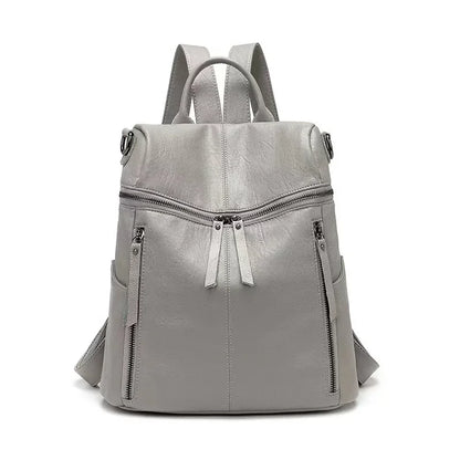 Luxury Genuine Leather Women's Backpack High Quality Fashion Cowhide Backpacks Women Casual Large Capacity Brand Shoulder Bags Gray 29x13x30cm