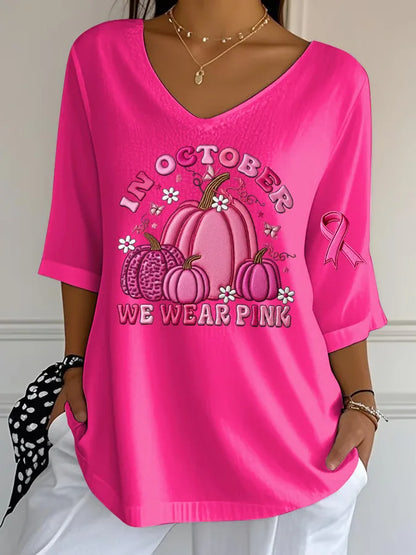 Women's Halloween Graphic Print T-Shirt Pink Ribbon Witch Halloween Costume T-Shirt Gifts Women Fashion Gothic Aesthetic Clothes