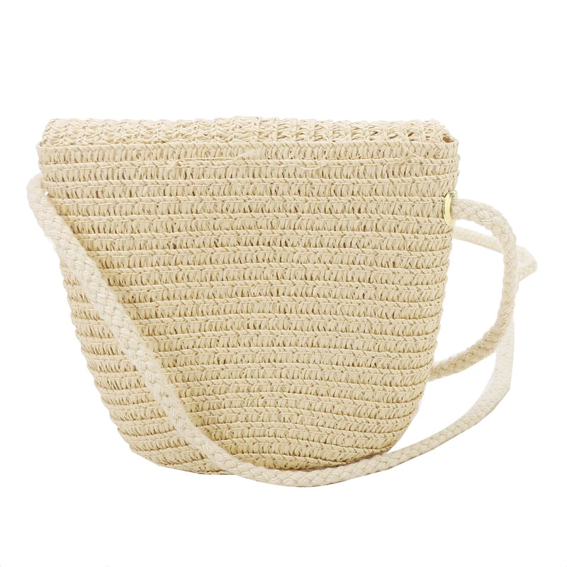 Flip children's Bag Cute Grass Woven Handbag Little Girl Crossbody Fashion Cute Zero Wallet Summer Beach Shoulder Bags
