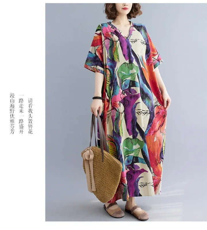 Summer Dress for Women Clothing Long Dress Fashion Clothes Cotton Vintage Harajuku Elegant Streetwear Maxi Beach Dresses