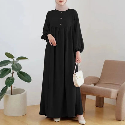 Stylish Casual Robe Bubble Sleeve Dress