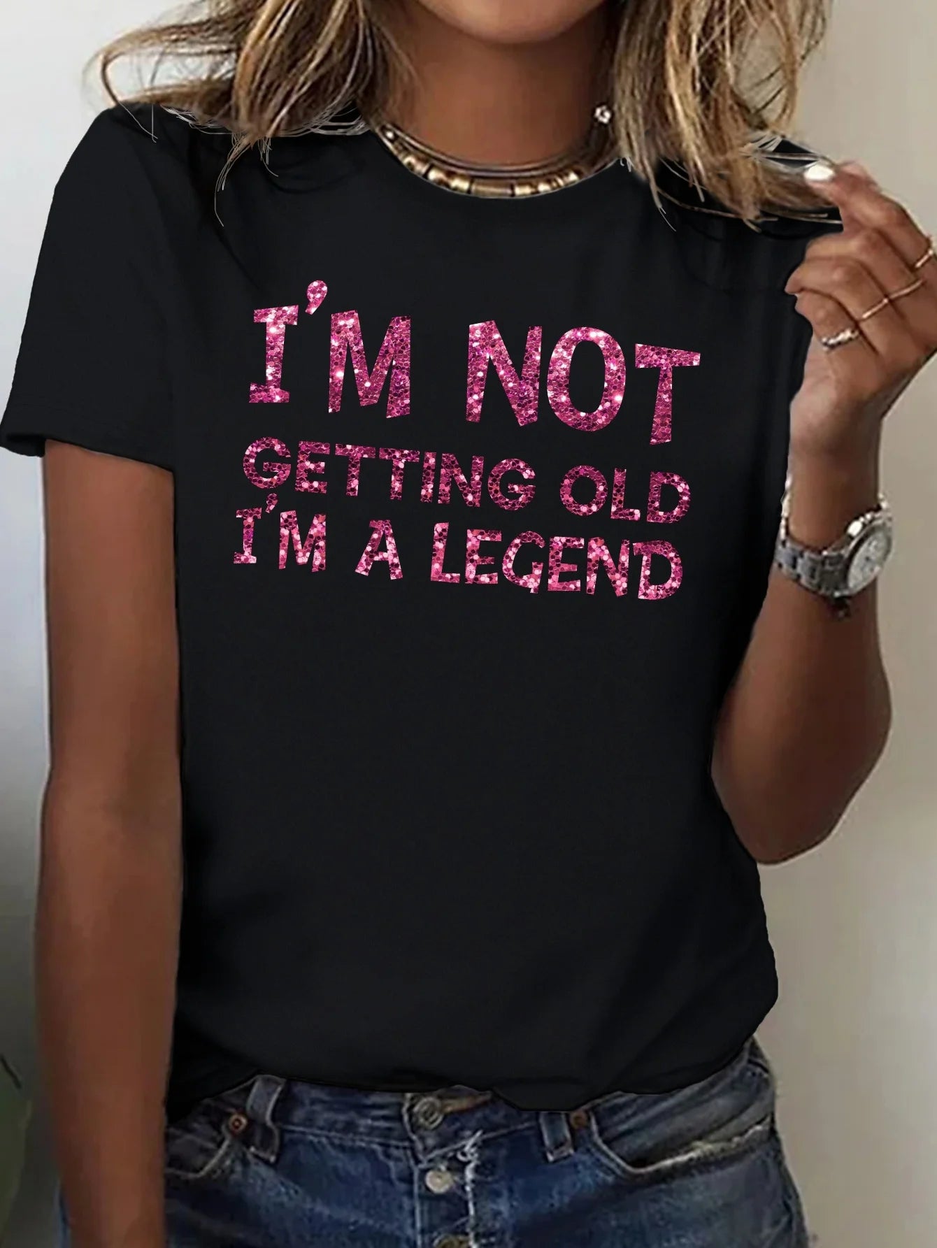 Funny Letter Print Crew Neck T-shirt, Casual Short Sleeve Top for Spring & Summer, Women's Clothing Graphic Gothic T Shirts D1888-black