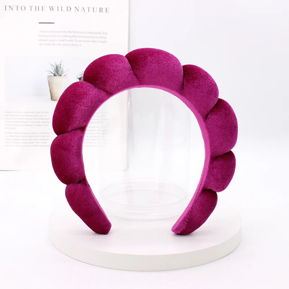 Sponge Spa Headband Velvet Washing Face Wide Padded Headband Skin Care Makeup Removal Shower for Women Girls Hair Accessories