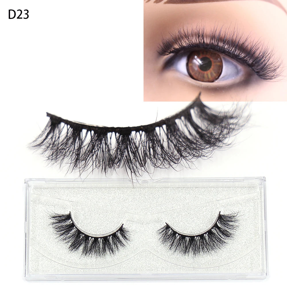 LEHUAMAO False Eyelashes Mink Lashes Natural Thick False Eyelashes Extension Wispy Soft Lashes Makeup Tools D22 1Pair-D23