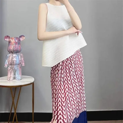 2025 Fold Fashion Summer Shirts Short-Sleeved T Shirt Women's Sleeveless Vest Waistcoat Tops Loose Blouse Shirt Tee Female