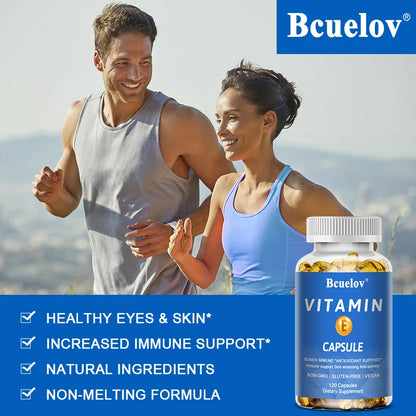 Bcuelov Vitamin E Softgels, Antioxidant Supplements, Easily Absorbed - Supports Skin, Heart & Immune Health Capsules, Non-GMO