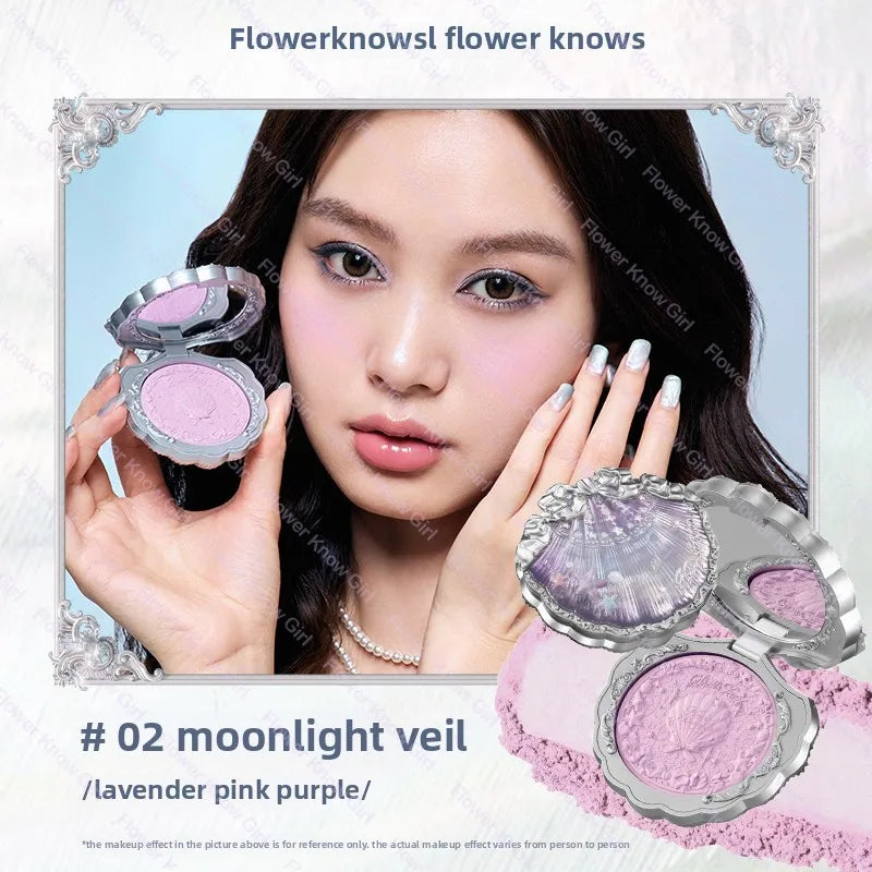 Flower Knows Blusher Butterfly Cloud Collar Collection Rouge Box Duo Blush For Dark Skin Peach Makeup For Cheeks Matte Finish 02Moonlight Veil
