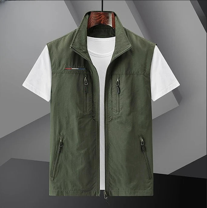 Men's Summer vest 2024 Thin Style Multi Pocket Waterproof Durable Large Size Casual Outdoor Travel Vest Men's Sleeveless Jacket