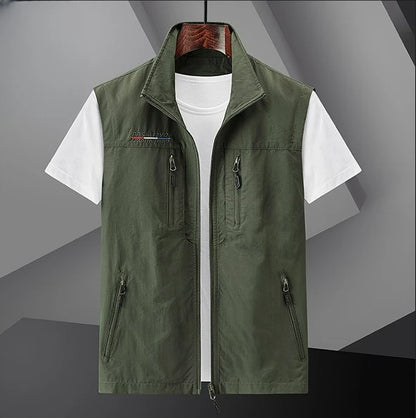 Men's Summer vest 2024 Thin Style Multi Pocket Waterproof Durable Large Size Casual Outdoor Travel Vest Men's Sleeveless Jacket