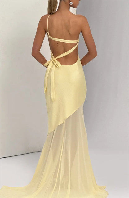 Mozision One Shoulder Backless Sexy Maxi Dress Women Gown Fashion Patchwork Sleeveless Bodycon Club Party Long Dress Elegant